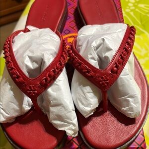 Tory Burch Red Sandals Vibrant Design